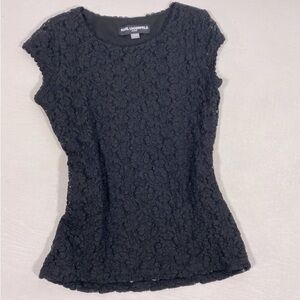 Karl Lagerfeld Paris cup sleeves lace top w/ black lace​​​​​​​​​​​​